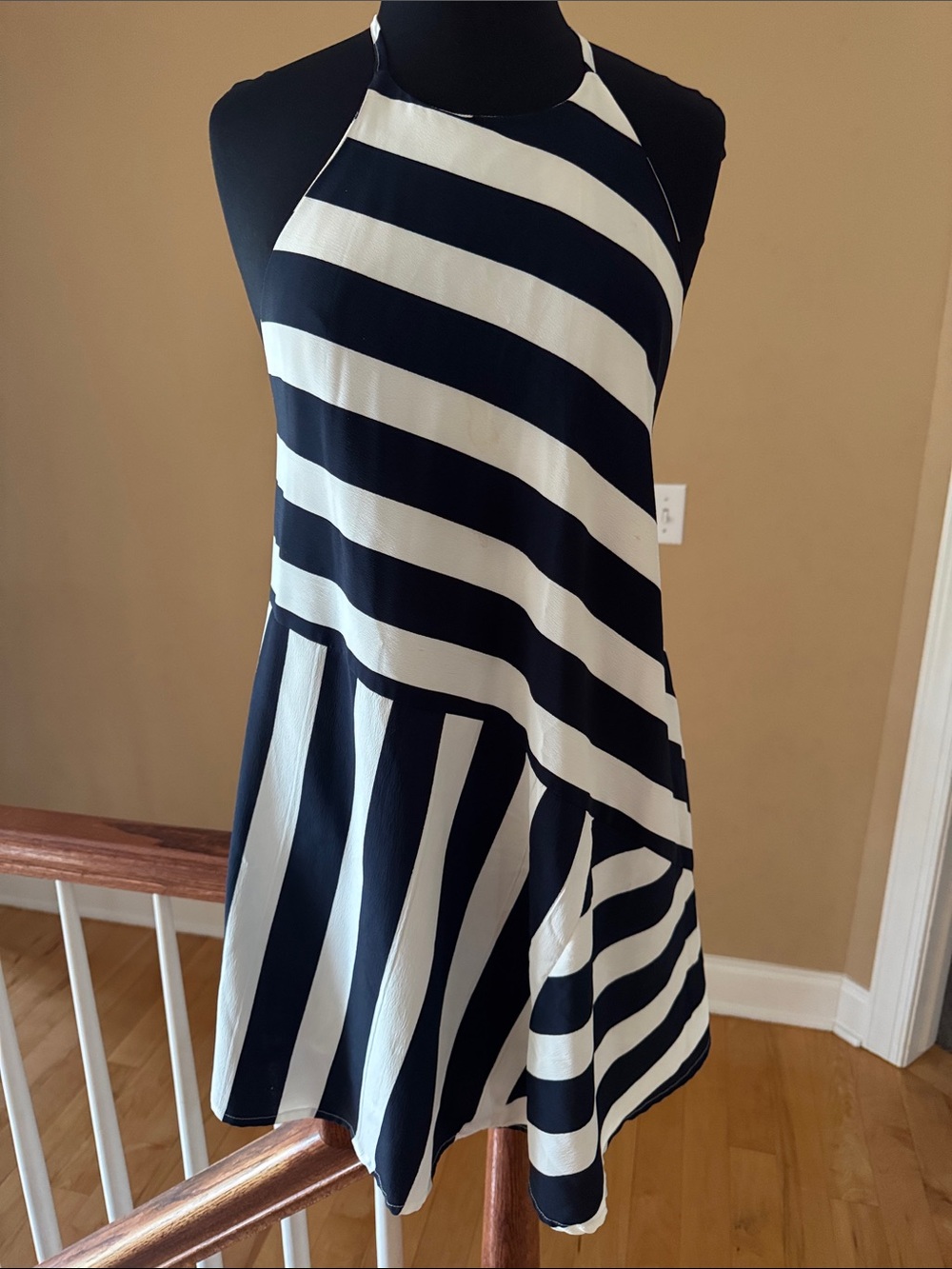 Navy & White Striped Halter Dress